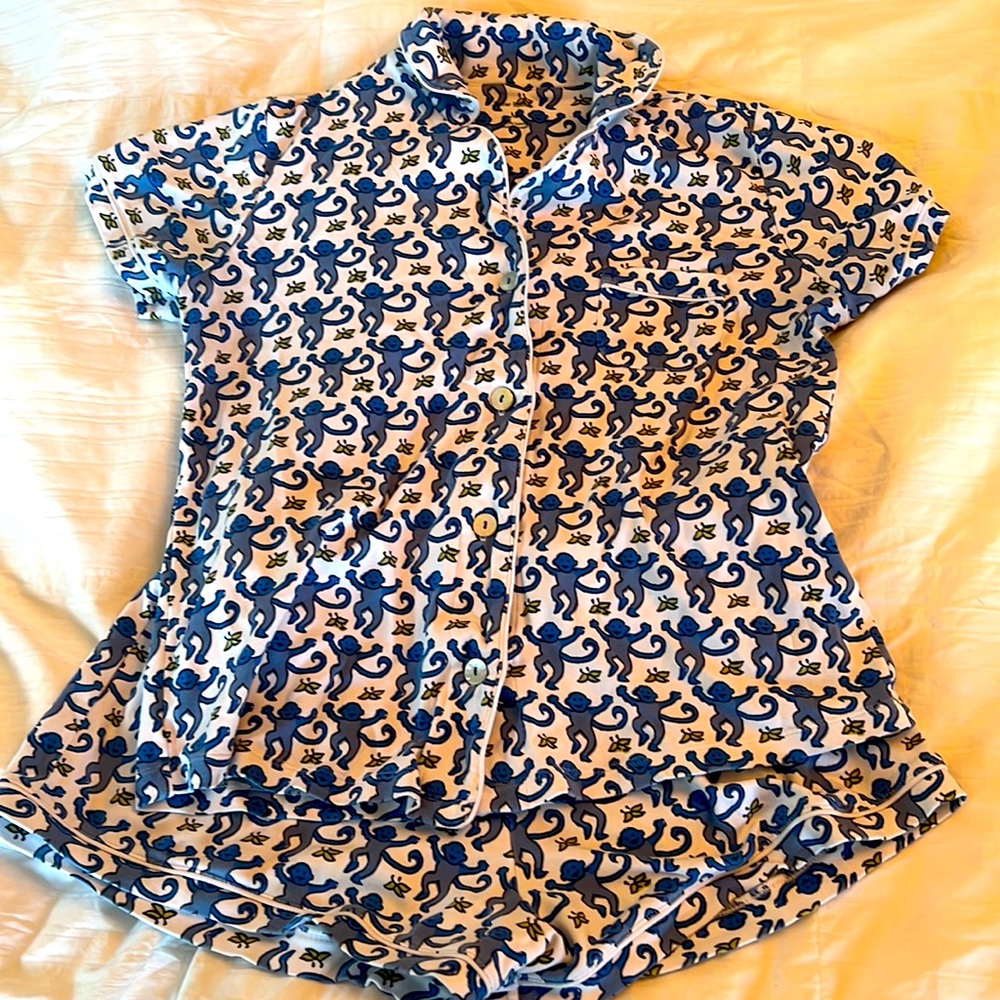 Roller Rabbit Pajama Set - Blue Monkey - size medium